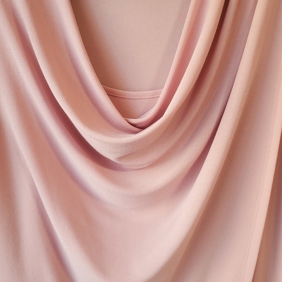 JONES NEW YORK Blush Pink Faux Wrap Blouse Top w Drape Neckline - Picture 5 of 12